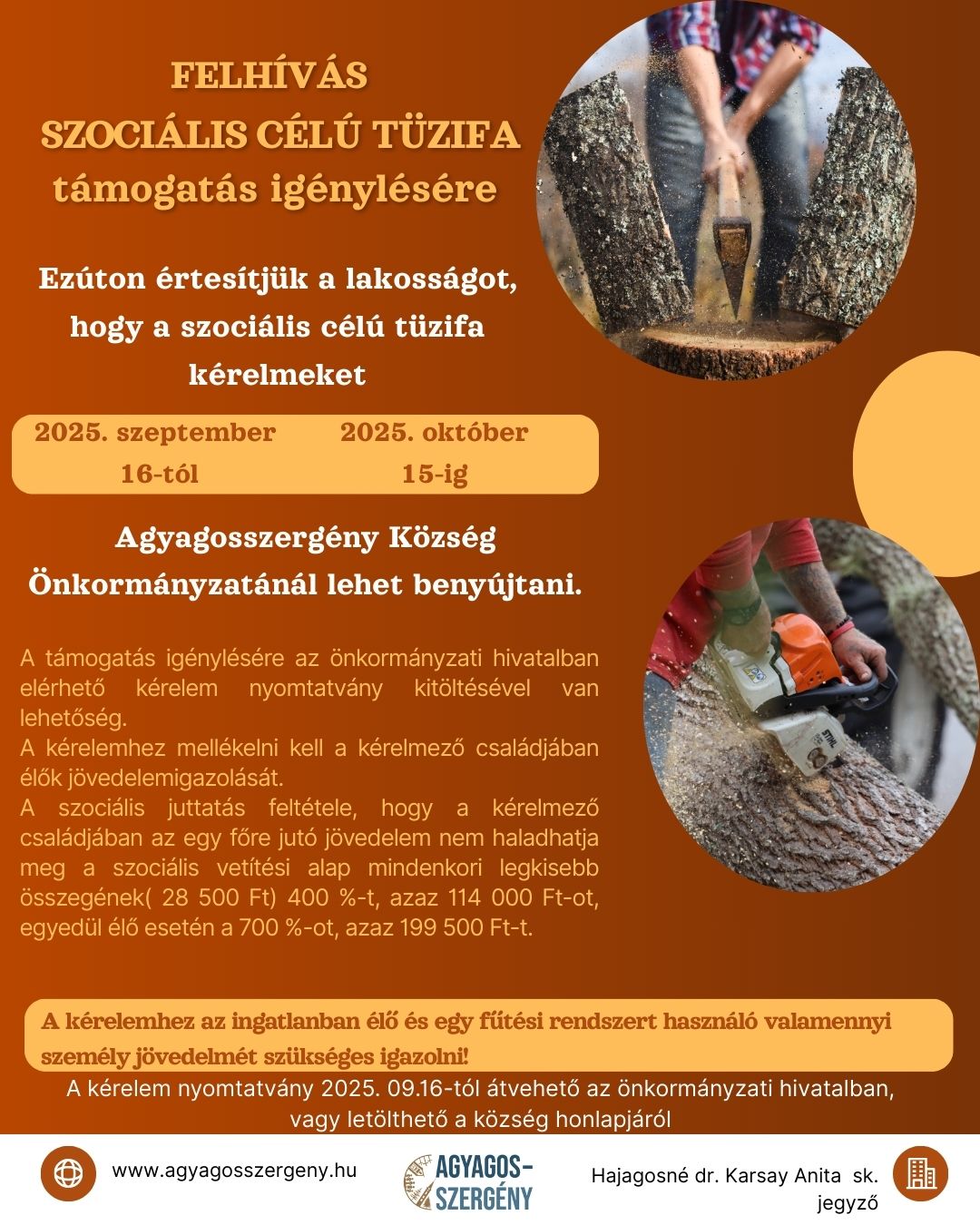 Felhívás szociális tűzifa igénylésre
